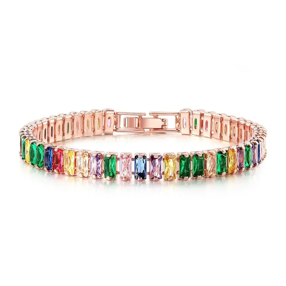 Bracciale Regolabile con Zirconi Rettangolari – Raffinato e Luminoso