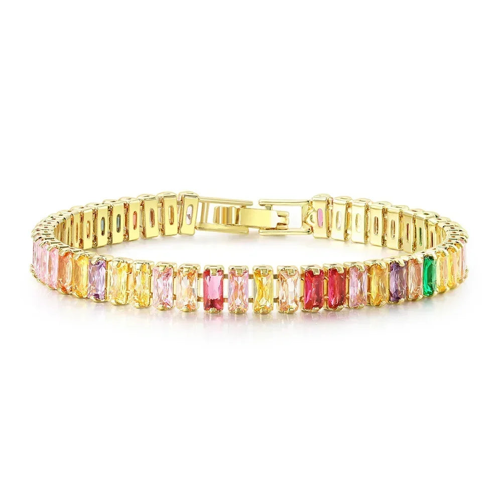 Bracciale Regolabile con Zirconi Rettangolari – Raffinato e Luminoso